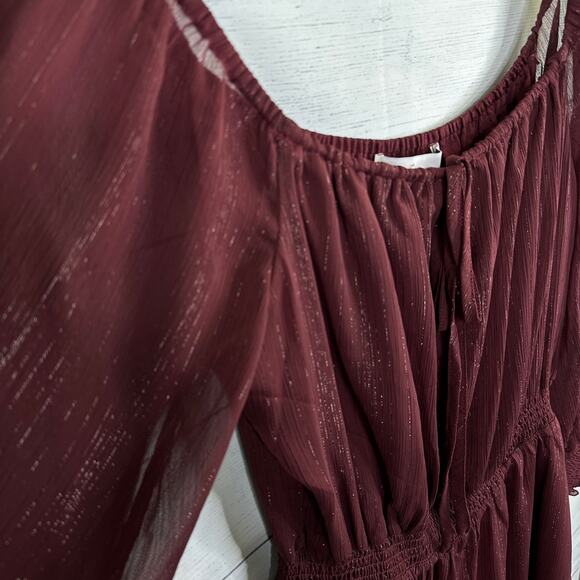 Charles Henry Womens size XL Metallic Off the Shoulder Long Sleeve Mini Dress - Picture 9 of 15